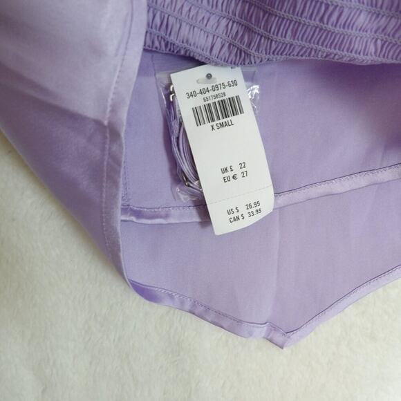 Hollister NEW Purple Croptop Hankerchief Top XS Festival Lavendar‎ Elastic Satin - Picture 7 of 10